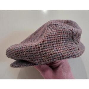 Vintage Harris Tweed Brown Scottish Wool Flat Cap size 7 1/8